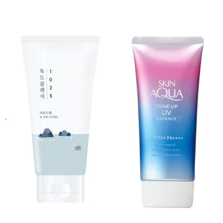Round Lab 1025 Dokdo cleanser + Skin Aqua Tone Up UV Essence Sunscreen SPF50+ PA++++